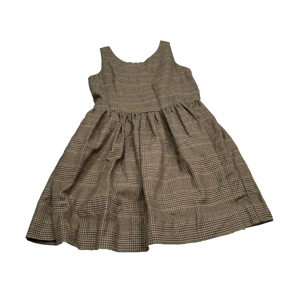 Polo Ralph Lauren Dress Kids Size 12 Brown Plaid Sleeveless‎ A Line Cottagecore